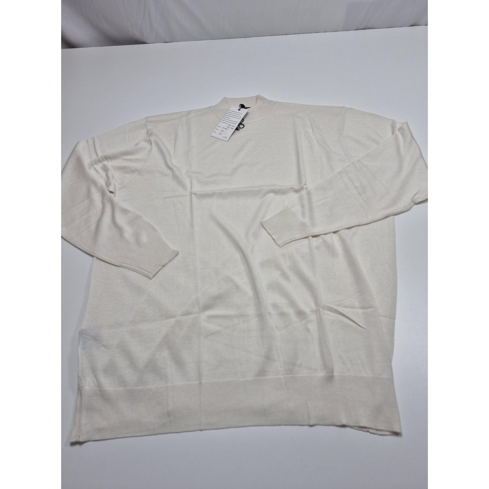 ENZONE Sweater Mens 3XL White Silk Cotton Crewneck Knit Lightweight Pullover